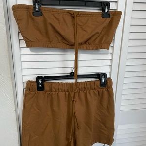 Caramel Brown Two Piece Short Set